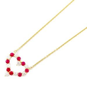 Tiffany Sentimental Heart Ruby Diamond Necklace Yellow Gold Ruby Diamond